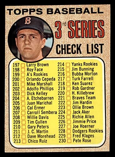 1968 Topps 192 Lista de verificare 3 Carl Yastrzemski Boston Red Sox NM Red Sox