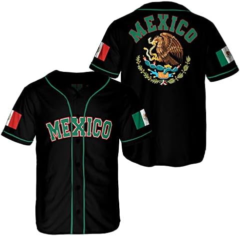 Jersey de baseball Eagle Mexic, Jersey de Mexic Flag Baseball Jersey pentru bărbați, femei S_5XL