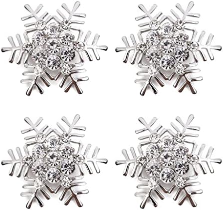 Renslat 4 PCs Snow Fulk Insherelfking Rings Sparkling Sapkin Campkles Metal Suport de șervețel (culoare: argint, dimensiune
