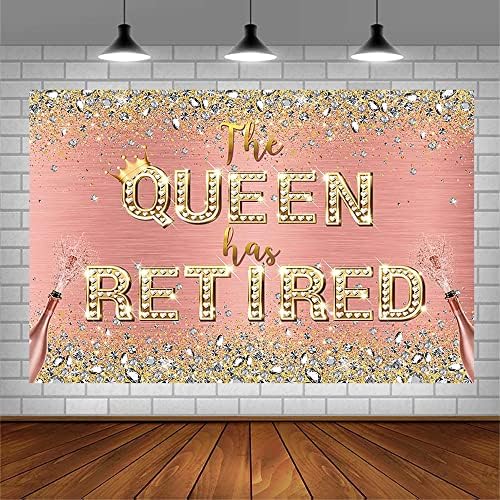 Aibiin 7x5ft Regina s-a retras fundal pensionare fericită pentru femeie regina petrecere de adio Rose Gold Glitter Diamond
