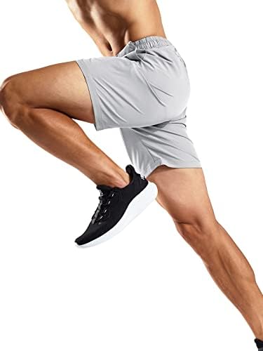 Mier Antrenament pentru bărbați pentru bărbați Pantaloni scurți de alergare de 7 inci ușoară Atletică cu buzunare cu fermoar