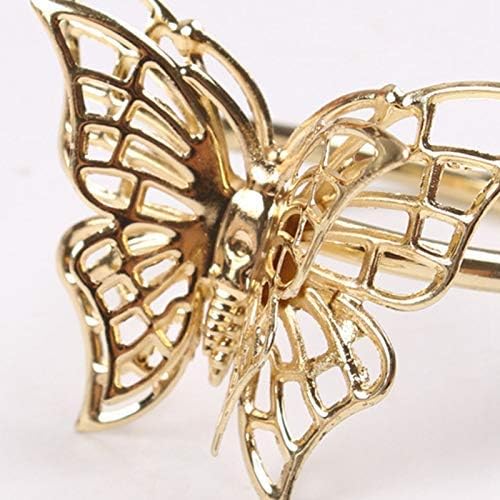 Set de inele de șervețel Allinlove Set de 4, Gold Butterfly Rings Rings Suport de șervețel inele de masă accesorii de masă