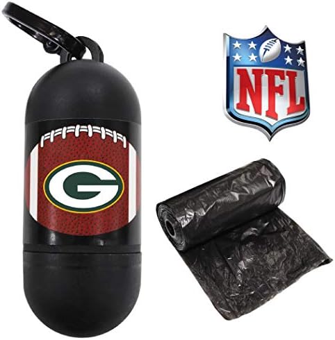 Animale de companie primul NFL Green Bay Packers durabil licențiat Poop Bag Dispenser și Lesa Clip cu 15 Premium Dog saci de
