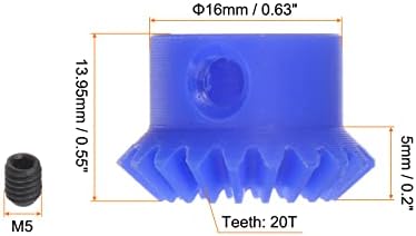 HARFINGTON 1.0 modul 20 dinți 5mm gaură interioară conică angrenaj conic 1: 1 Angrenaj din plastic cu orificiu de fixare M5