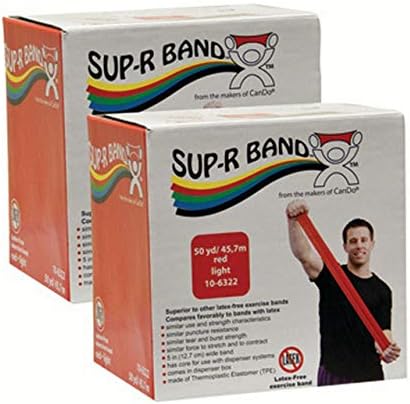 Sup -R Band Latex Free Exercițiu Band - Twin -Pak - 100 Yard - - Roșu - 10-6332