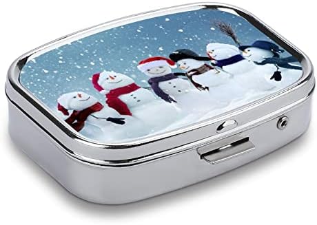 Pilula Box Crăciun fericit Snowmans pălărie în formă de pătrat Medicina comprimat caz portabil Pillbox vitamina Container Organizator