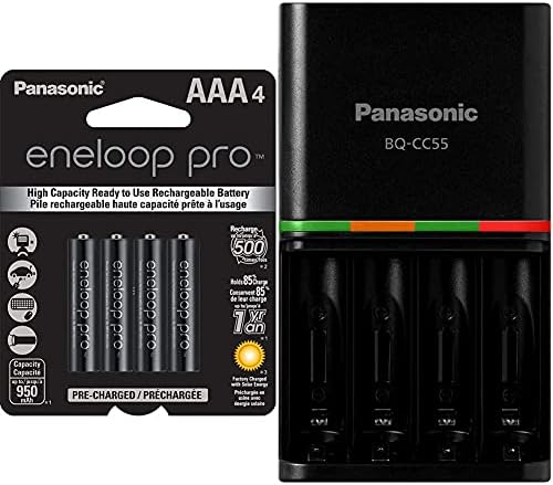 Eneloop Panasonic BK-4hcca4ba pro AAA baterii reîncărcabile Pre-încărcate Ni-MH de mare capacitate, negru, pachet 4 & Amp;