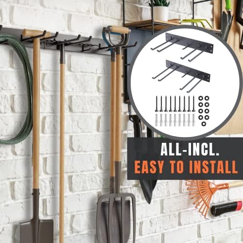 Ultimate Garden Tool Organizer Racks pentru montare pe perete - set ușor de instalat cu 2 suporturi de scule din curte pentru