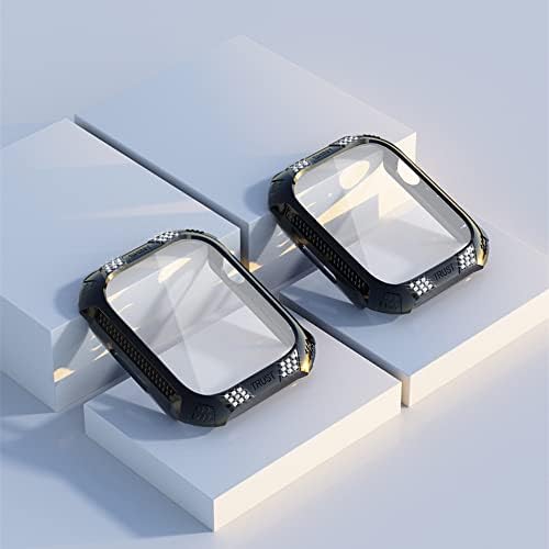 Zieuooo compatibil cu Apple Watch Case Series 7 pentru Iwatch 41 45 mm 2 in1 Fashion Luxurious Bling Full Surround Shell și