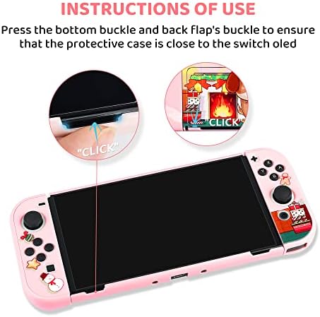 Carcasă roz compatibilă cu Nintendo Switch OLED, Fanpl Cute PC Capac de protecție PC pentru Switch OLED, Kawaii Piele cu capace