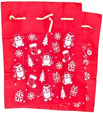Iconikal mare Moș Crăciun cadou cadou sac, roșu, 35 Inch x 44 Inch, 2-Pack