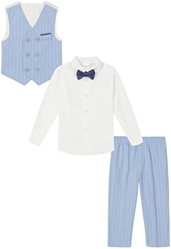 Van Heusen Baby Boys set Formal din 4 Piese, vestă, pantaloni, cămașă rochie cu guler și cravată
