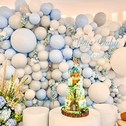 Voircoloria 105pcs Baby Blue Balloons 12inch Albastru deschis baloane pentru Băieți Fete ziua de naștere Baby Shower gen dezvăluie