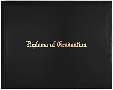 GraduationMall certificat de acoperire cu Diploma de absolvire, 4 Colț panglică, imprimat Diploma de acoperire 7 x 9 Negru