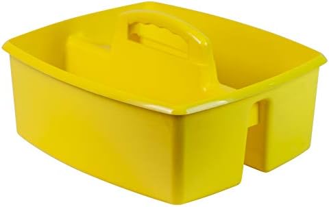 Storex 2 compartiment mare Caddy-Organizator de clasă multifuncțional cu mâner, galben, 6 pachete