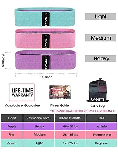 Set de benzi de rezistență Favortet, 3 pachet antrenament pentru bărbați și femei, glute, picioare, verde, roz, violet set