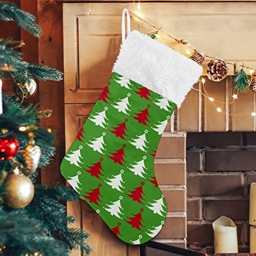 Ciorapi de Crăciun roșu alb arbore de Crăciun model verde alb de pluș de pluș cu catifea mercerizată Familie Vacanță personalizată