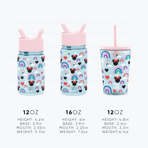 Simplu modern modern pentru copii Disney Water Sticlă din plastic Cupa Tritan fără BPA cu capac de paie doveditor de scurgere