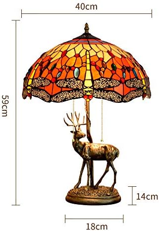 Lampă de masă în stil rustic Tiffany de 16 Tiffany cu vitralii de sticlă Lampă de masă elan Alloy Base Red Roșu Living Room