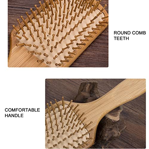 Set de perii de păr 6pcs, material de bambus Detangling umed și uscat Utilizați perie de păr cret pentru salon de casă
