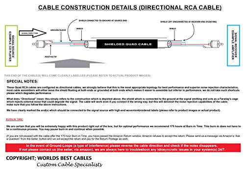 Cele mai bune cabluri din lume pereche de cabluri RCA de 1,5 picioare-Canare l-4E6S, Star Quad, Cablu de interconectare Audio