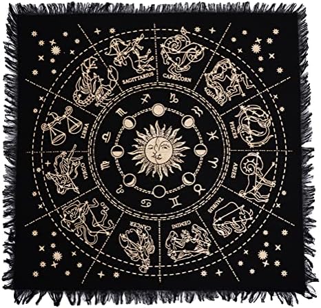 Pânză de altar asav cărți de tarot masă pătrată șervețel de vrăjitorie livrări de fermă cu moroscop negru semn zodiac circle