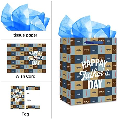 SICOHOME Fathers Day Gift Bag, 11,5 Pungi cadou de Ziua Tatălui cu hârtie absorbantă Pungi cadou de Ziua Tatălui fericit cu