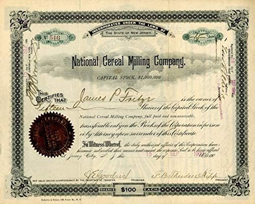 National Cereal Milling Co. - Certificat De Stoc
