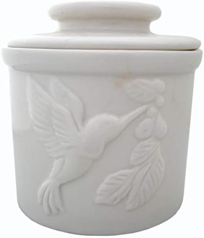 JBK Pottery Hummingbird Butter Crock - Alb