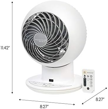 IRIS USA WOOZOO ventilator oscilant, ventilator Vortex, ventilator 4-în-1 echipat la distanță cu cronometru / oscilație multiplă
