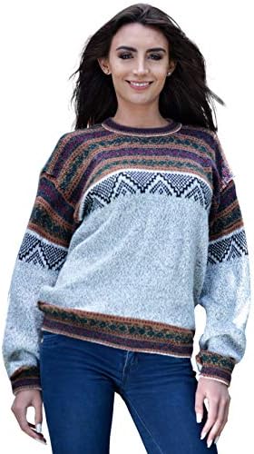 Gamboa - pulover autentic alpaca - culori gri și pământ