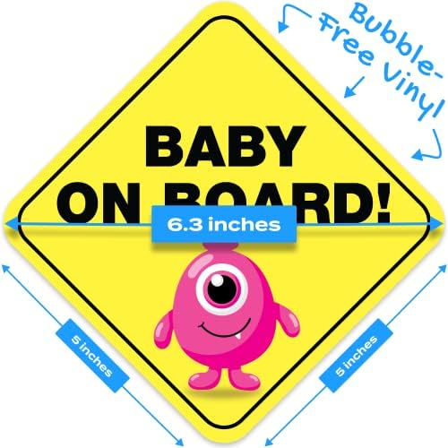 Stickios Baby On Board autocolant pentru mașini-bastoane oriunde, inclusiv ferestre - drăguț copil detașabil în semn de mașină