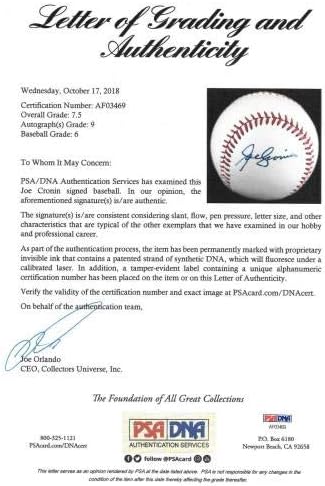 Excepțional Joe Cronin Single semnat de baseball autografat PSA Mint Mint 9! - baseball -uri autografate