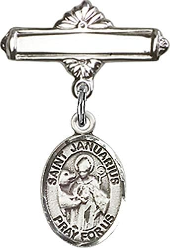 Bijuterii Obsession insigna pentru copii Cu St. Januarius Charm și lustruit insigna Pin / Sterling Silver insigna pentru copii