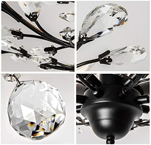 Seol-lumina Vintage cristal ramuri candelabre negru plafon lumina încastrat de fixare cu 4 Lumina 160W 24.5 Dia