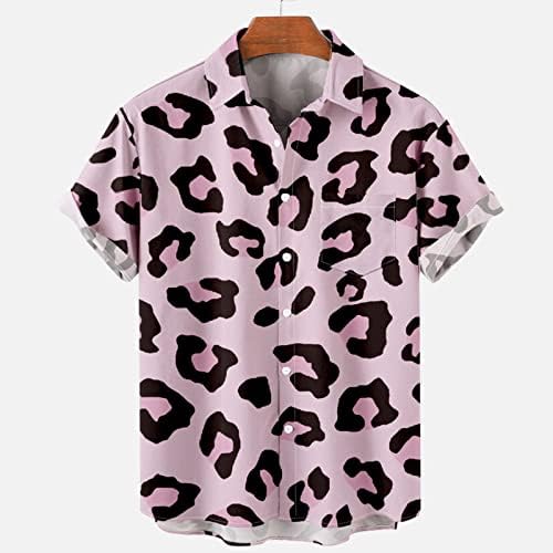 Cămăși hawaiiene de tip imprimeu de vacă pentru bărbați cămașă cu buton în jos, funky, bluză cu mânecă scurtă casual