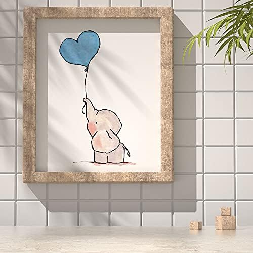 Iiiluyot Inspirational Elephant Decor, Baby Boy Nursery Wall Art Prints, Cute Elephant Nursery Wall Decor, Dream Big Little