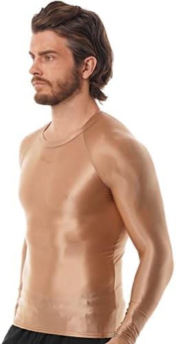 Yizyif pentru bărbați Spandex Satin Satin Glossy Tricou cu mânecă lungă Tricou Sport Sports Bikini Yoga Sportswear