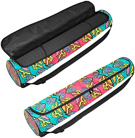 Mandala Color Yoga Mat Bags full-Zip Yoga Carry Bag pentru femei bărbați, exercițiu yoga mat Carrier cu curea reglabilă