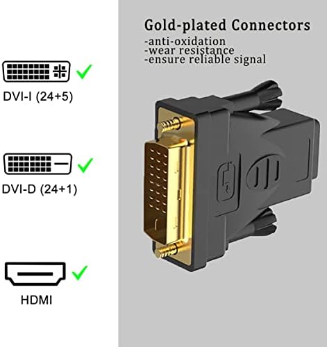 UVOOI DVI către HDMI Adapter 2-Pack, Bi-Directional HDMI către DVI Adapter Reveter DVI Masculin la HDMI Femeie 1080p pentru