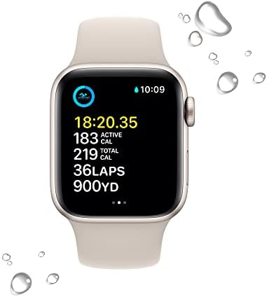 Apple Watch SE GPS + celular 40mm Starlight din aluminiu cu Starlight Sport Band - S/M cu AppleCare +