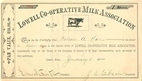 Lowell Co-Operative Milk Association-Certificat De Stoc