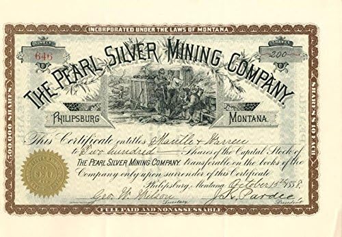 Pearl Silver Mining Co. - Certificat De Stoc