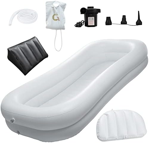 Cadă gonflabilă medicală Flieeya cu pompă de aer electrică cadă din PVC pentru adulți cu pungă de apă baie în pat ajutor de