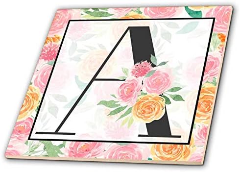 3drose Anne Marie Baugh-monograme-destul de roz florale monograma inițială a-gresie