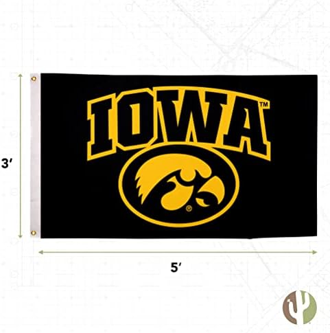 Steaguri de la Universitatea din Iowa Bannere Hawkeyes cu două fețe, poliester interior în aer liber 3x5