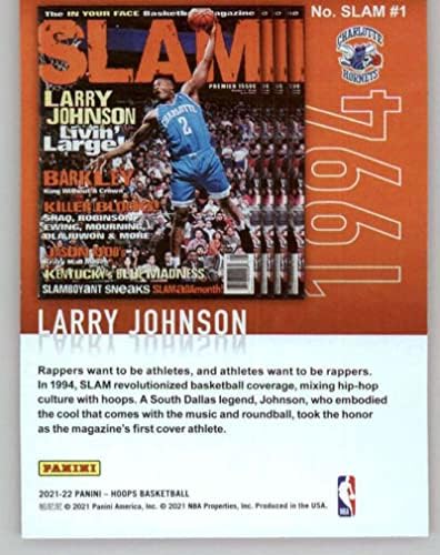 2021-22 Panini Hoops Slam 1 Larry Johnson Charlotte Hornets Card de tranzacționare a baschetului NBA