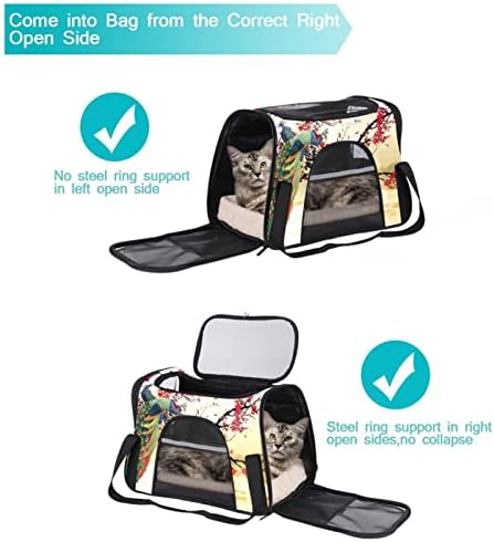 Pet Carrier Peacock Paintting Art Soft-Sided Pet Travel Carriers pentru pisici, câini Puppy confort Portabil Pliabil Pet Bag