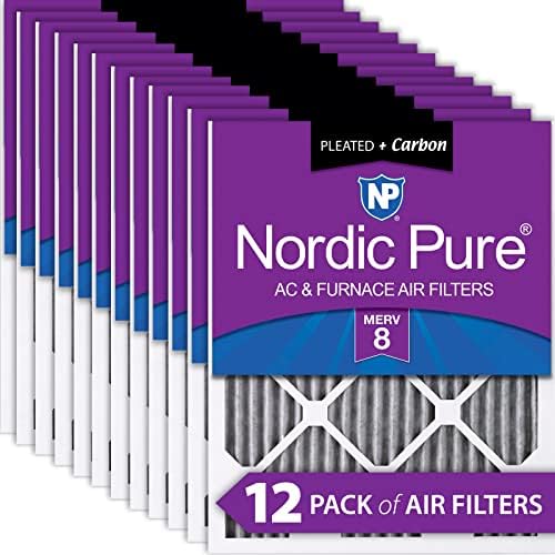 Nordic Pure 10x24x1 MERV 8 plisate Plus Carbon ac cuptor filtre de aer 12 Pack