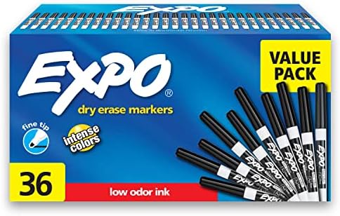 EXPO Low Odor Dry Erase Marker daltă Tip markeri markeri Whiteboard, asortate, 36 Count & amp; EXPO Low Odor Dry Erase markeri,